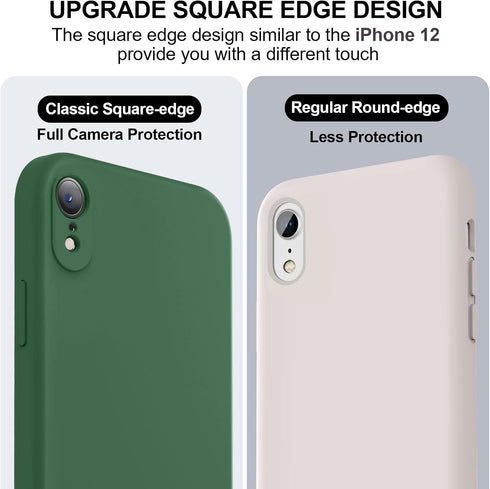 Vooii Upgraded Liquid Silicone Phone Case for iPhone XR, 6.1 inch, Green with Square Edges & Camera Protection