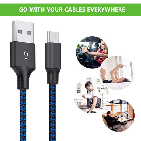 Micro USB Cable, 3Pack 10FT Android Charger Cable Long Nylon Braided for Samsung Galaxy S7 S6 Edge, Tablets and More