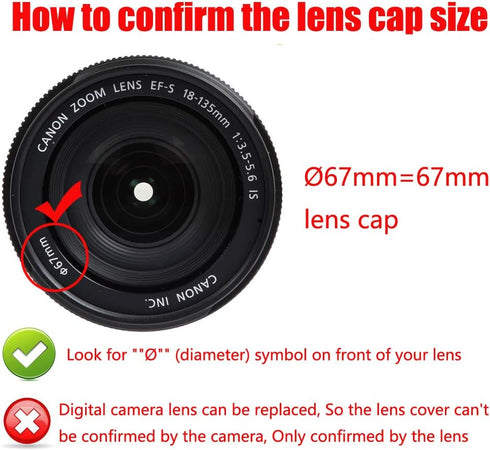 67MM Lens Cap Cover for Canon 77D 90D with EF-S 18-135mm Lens Cap, Nikon D750 D780 with 18-105mm 16-85mm Lens Cap [2