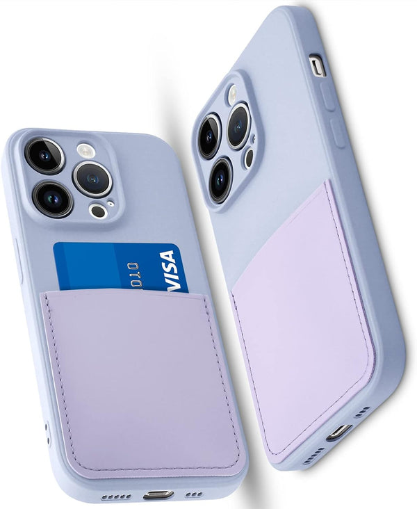 Silicone Wallet Phone Case for iPhone 15 Pro 6.1 Inch with Credit Card Holder Pocket, Full-Body Bumper Protection