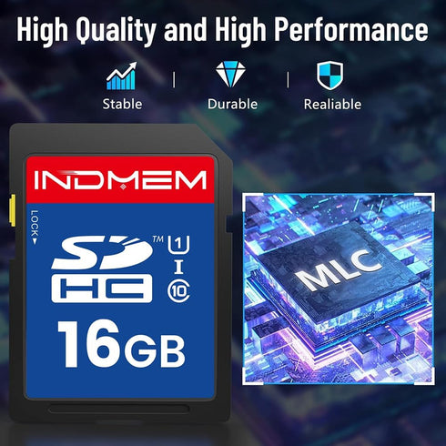 elecacc 16GB (3 Pack), C10 U1 10 4K SD Card SDHC UHS-I Memory Cards Class High-Speed Full HD Video Compatible