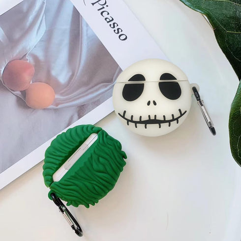 ZOSTLAND 2Pcs White Wireless EarphonCase, Silicone Shockproof Cover Compatible with Apple AirPods 2&1 (Clow+Skull)