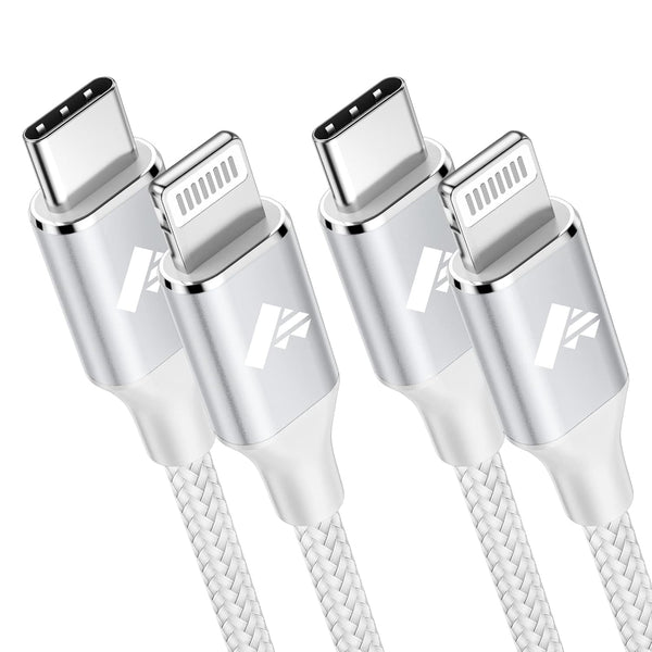 Power USB C to Lightning Cable 6FT 2Pack, MFi Certified Braided Fast Charger for iPhone 14, 13, 12, iPad & more.