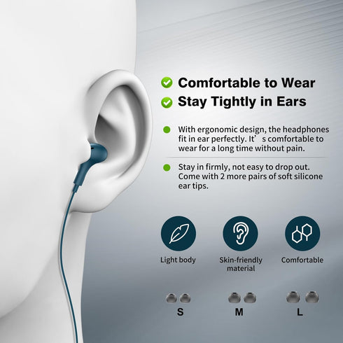 USB C Headphones for iPhone 15, Samsung S24 Ultra, Pixel 6, OnePlus, with Mic & Volume Control, Magnetic Wired Earbuds.