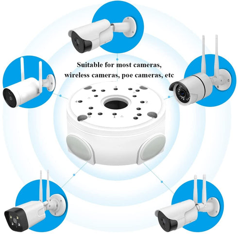 Junction Box Mount Bracket (Metal Aluminum & Waterproof), Universal for Bullet Security Camera, Compatible with Solar