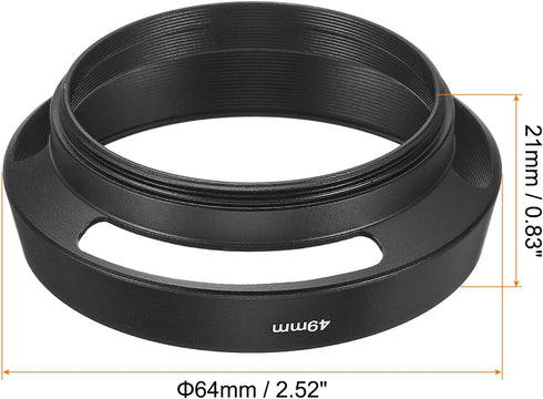 PATIKIL 49mm Lens Hood, Standard Vented Matte Surface Anti-reflective Inside Hood with Cleaning Cloth for Camera Lens, Black for Nikon, for Fujifilm, for Pentax, for Leica