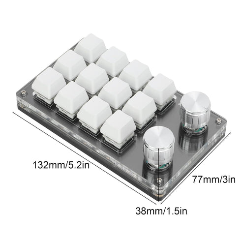 Ejoyous Macro Keyboard | One Handed Macro Mechanical Gaming Keypad, 12 Key Programmable Keyboard with Knob