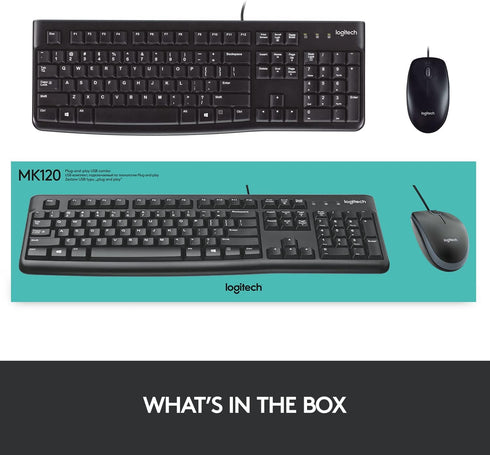 Logitech MK120 Wired Keyboard and Mouse Combo for Windows, Black