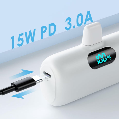 Small Portable Charger for iPhone 5000mAh, Upgraded PD Fast Charging Power Bank, Mini Plug-in Battery Pack for iPhone