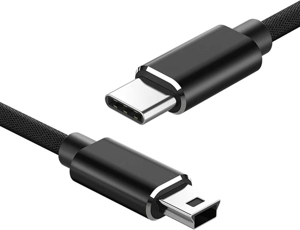 3FT Mini USB to USB-C Cable, USB 2.0 Type C to USB Mini B 5 Pin Charging Cord Braided, Support Charge & Sync Compatible