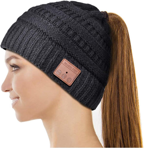 Womens Gifts for Christmas Stocking Stuffer Bluetooth Beanie Women: Ponytail Beanie Bluetooth
