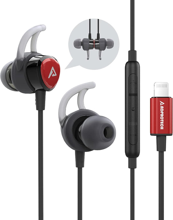 Lightning Headphones, Magnetic Earbuds with Microphone Controller for Sports, Compatible with iPhone 14/13/12