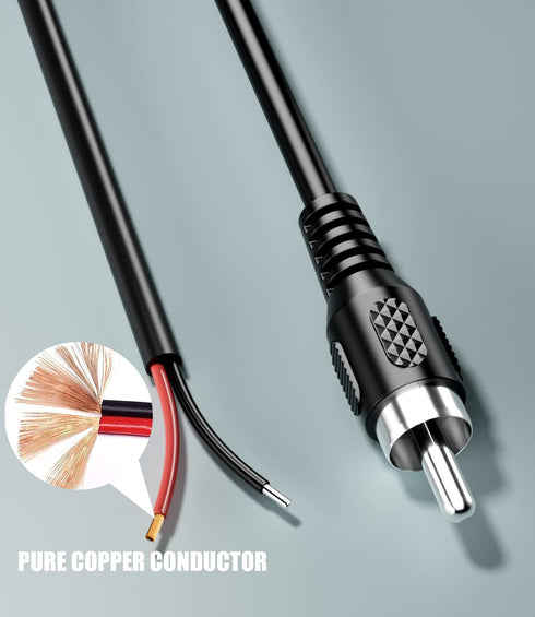 RCA to Bare Wire Speaker Cable 2 Pack, Bare Wire Cables to RCA Plugs Adapter for Speakers Amplifier Audio Video AV