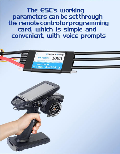 100A 2-6S 5V/6V 8A XT90 4.0mm DH Waterproof Brushless ESC Electronic Speed Controller with BEC and Banana Head