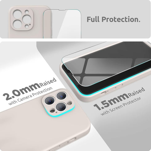 SURPHY iPhone 13 Pro Case (6.1", 2021) - Liquid Silicone, Screen Protector, Camera Protection, Soft Microfiber Lining,