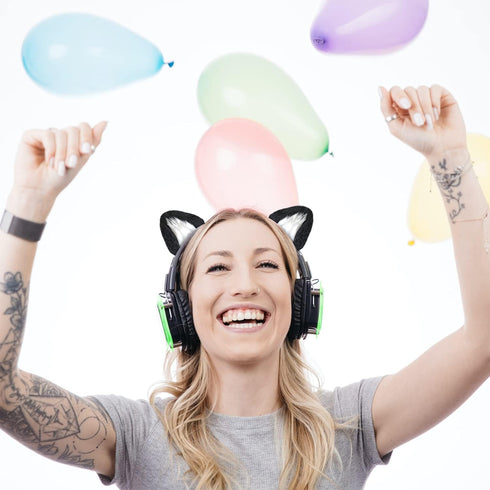 RUKUHOT Cute Cat Ears Headphone Attachment - Adjustable Design for Logitech G PRO, HypreX Cloud Headphones, Black
