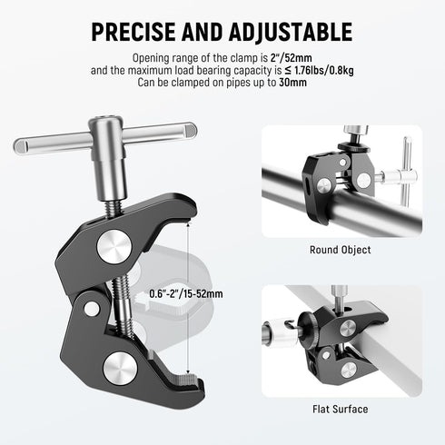 NEEWER 6"/15cm Adjustable Magic Arm with Super Clamp, 1/4" & 3/8" Threads for Flash/LED Light/Microphone/Monitor
