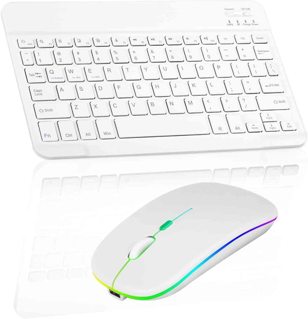 Rechargeable Bluetooth Keyboard and Mouse Combo Ultra Slim for Fire HD 10 Tablet and All Bluetooth Enabled Devices