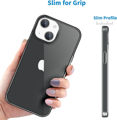 JJGoo Clear Transparent Soft Shockproof Case for iPhone 14 Plus 6.7 inch 2022, Slim Thin Bumper Cover - Black