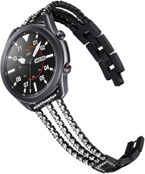 Bands Compatible with Samsung Galaxy Watch 46mm / Galaxy 3 45mm, 22mm Bling Diamond Stainless Steel Metal Replacement