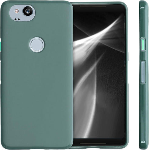 kwmobile Soft Slim Protective TPU Case for Google Pixel 2, Silicone Cover, Blue Green