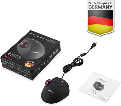 Perixx Perimice-517 Wired Trackball USB Mouse, 7 Button Design, Built-in 1.34 Inch Trackball