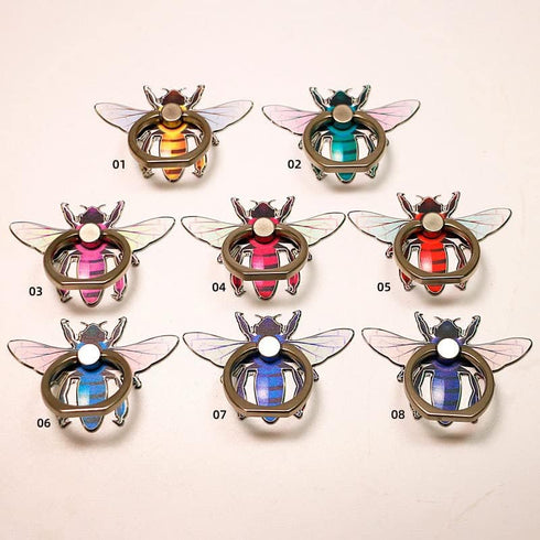 Bee Shape Style Alloy Color Paint Panel 360° Rotation Cell Phone Ring Holder Stand, Compatible with iPhone Samsung LG