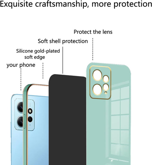 Xiaomi Redmi Note 12 4G Case - Shockproof Soft Cover, Pink Silicone & Green Plating, Compatible with Redmi Note 12 4G.