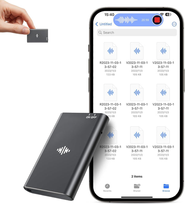 Lymorvex 16GB Magnetic Voice Recorder - Voice Activated Recorder AI-Intelligent Noise Reduction, 4800