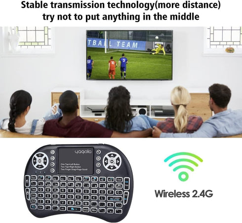 Backlit Mini Keyboard with Touchpad Mouse, Portable 2.4GHz Wireless for iPad, PC, Android TV Box