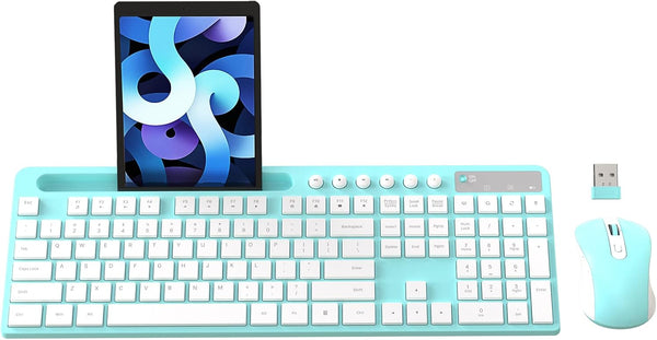 Wireless Keyboard and Mouse Combo, MARVO 2.4G Ergonomic Wireless Keyboard with Phone Holder, Silent Mouse, Compatible