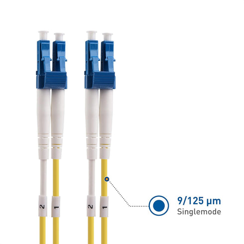 Cable Matters Plenum Rated Duplex OS2 Single Mode Fiber Optic Patch Cable - 1m / 3.3ft, LC to LC UPC