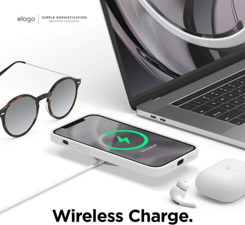 elago Magnetic Case for iPhone 12 Pro Max (6.7 inch) - White, Soft Grip Silicone, Built-in Magnets, Compatible with