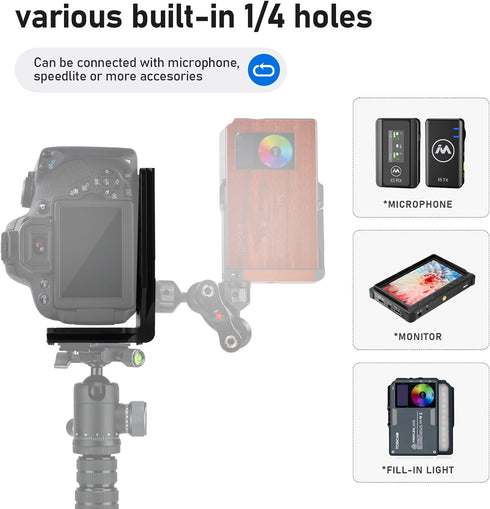 L Bracket Camera for DSLR - Real Single Vertical Horizontal Switching Tripod Quick Release Plate for Canon Nikon Sony