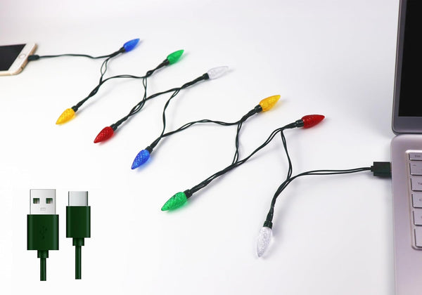LED Christmas Light Phone Charger Cord, USB Type-C 50inch, 10led Multicolor Bulb Compatible with iPhone