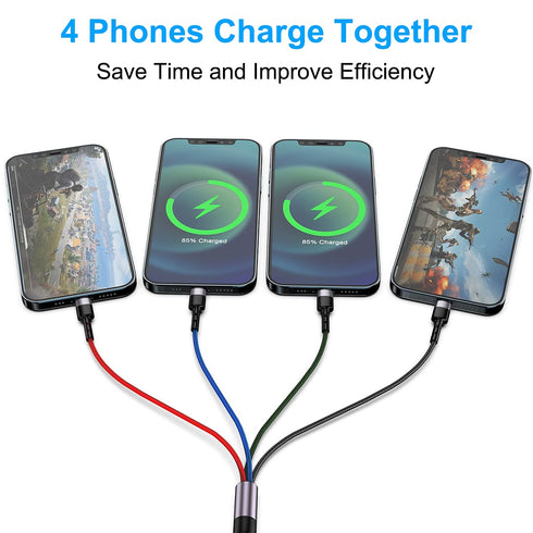 iPhone Charging Multi 4-in-1 USB Long Cable, 3M/10Ft Nylon Braided Universal Charger for iPhone/Samsung/LG/Pixel