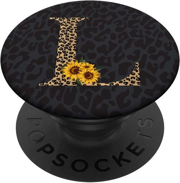 Monogram Letter L Leopard Cheetah Animal Print PopSockets Swappable PopGrip