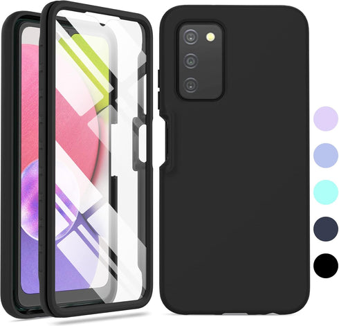 Samsung Galaxy A03s Phone Case, Shockproof Silicone Slim Cover, Durable TPU Dual Layer Drop-Proof Cover Black