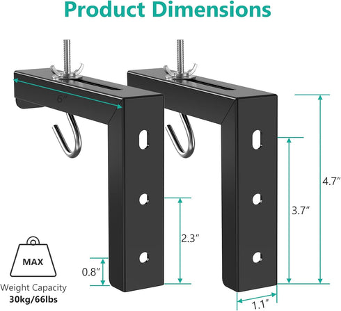 WALI Universal Projector Screen Ceiling Mount with Adjustable Extension Kit, Holds up to 66 lbs, Black