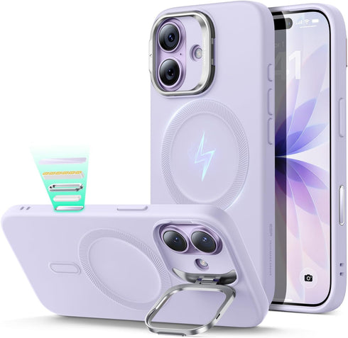 ESR Silicone Case for iPhone 17, Built-in Camera Stash Stand Compatible with MagSafe,