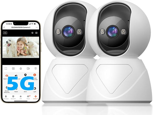 GUOANVISION 3MP Indoor Security Camera, 5G WiFi 360 Pan/Tilt Home Cameras for Baby