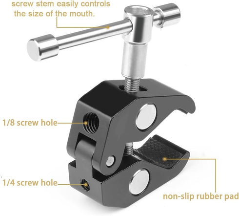 KAGYOKU 11" Articulating Magic Friction Arm with Large Super Crab Clamp Mount Clip Pliers for DSLR Camera Monitor LED