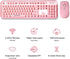 FOPETT Wireless Keyboard and Mouse Sets, Reliable 2.4 GHz Connectivity for PC, Laptop, Smart TV, Pink