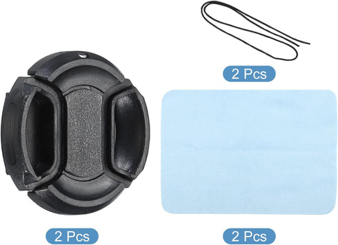 PATIKIL 2 Pack Camera Lens Cap, Center Pinch Front Cover with Cap String and Microfiber Cloth for 40.5mm Lenses