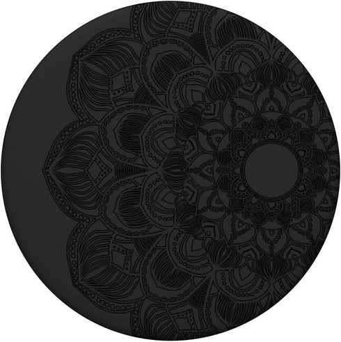 Black Carnation Mandala Floral Lotus Retro Art, Zen Yoga Gift PopSockets Adhesive PopGrip