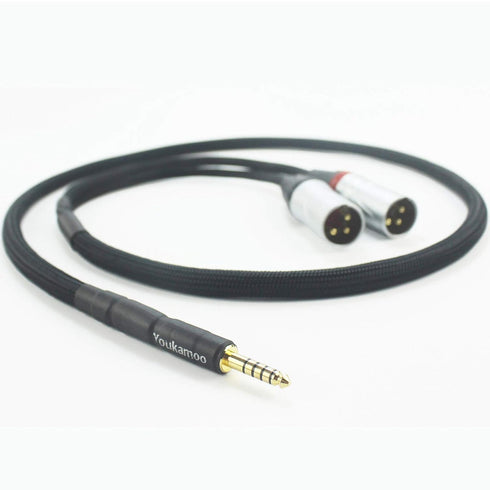Youkamoo 4.4mm to Dual XLR Male Balanced Audio Headphone Adapter - Silver Plated Cable 5 FT