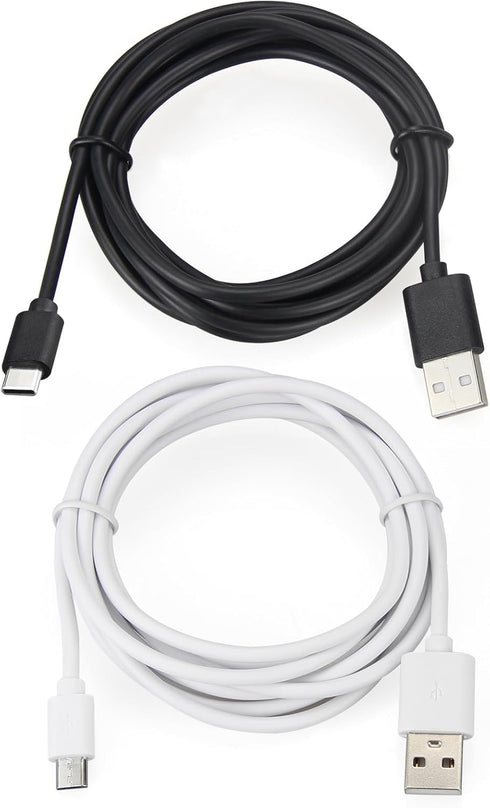 Smays Alexa Cable Replacement for Dot 1st Gen & 2nd Gen, 6 ft USB-C & Micro-USB Charger Cord, 2-Pack for Car Auto