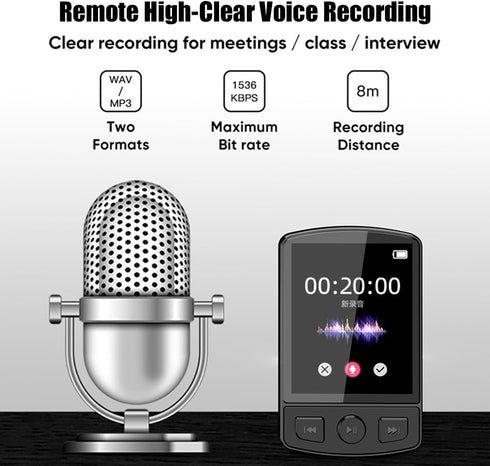 Wisoqu MP3 BT5.2, 30H (8GB) Player, Portable Lossless Music Player with Digital Screen, Speaker, FM Radio, E Book