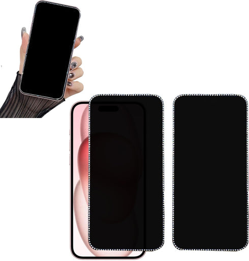 2PCS Glitter Privacy Screen Protector for iPhone 12/12 Pro, Anti-Spy Diamond Bling Tempered Glass