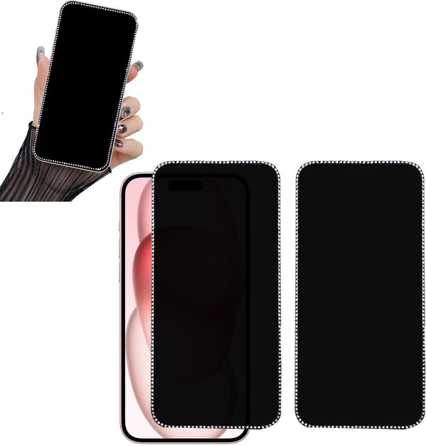 2PCS Glitter Privacy Screen Protector for iPhone 12/12 Pro, Anti-Spy Diamond Bling Tempered Glass